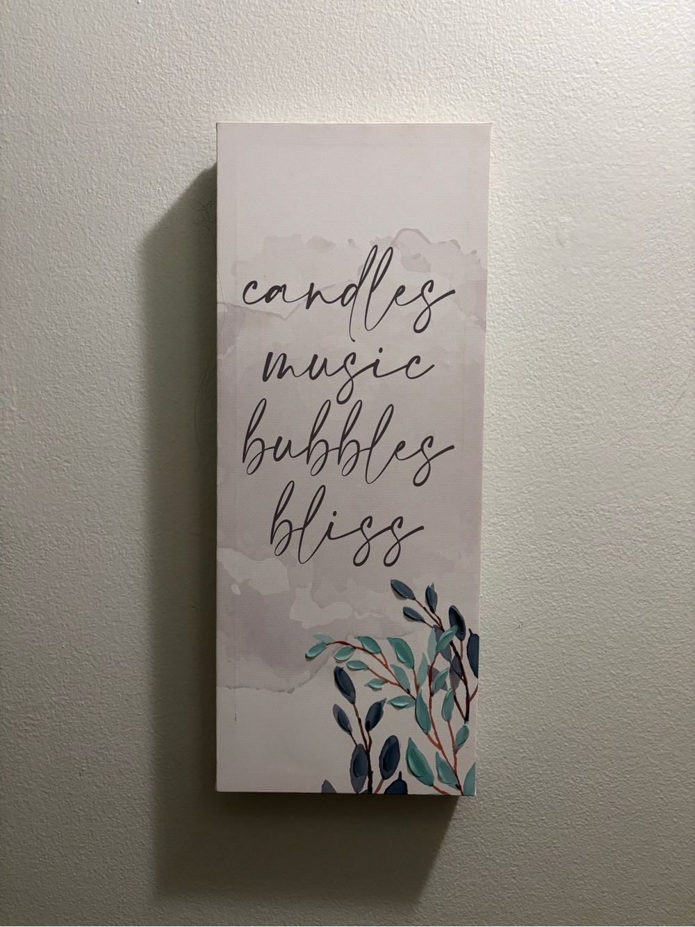 Botanical Script Wall Art Canvas - Gray Blue